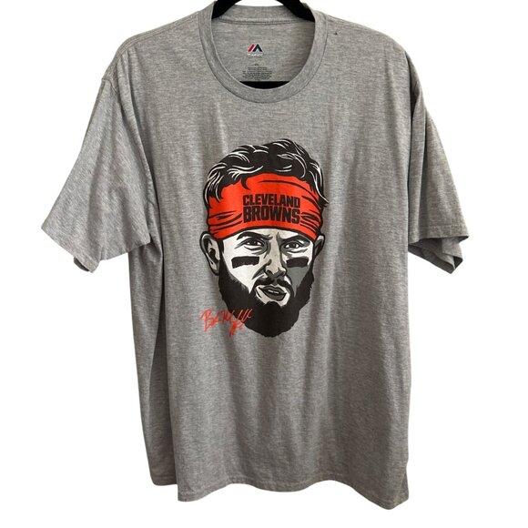 Majestic Cleveland Browns Graphic Tee 2XL Gray 90% Cotton 10% Polyester - Picture 1 of 7